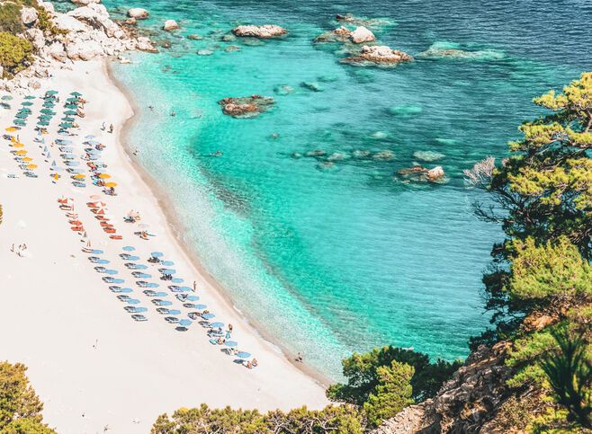 The award-winning sandy crescent of Apella is the most beautiful beach on Karpathos