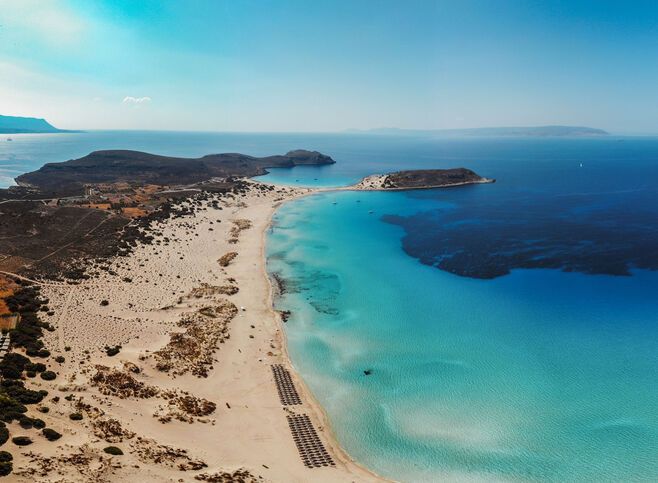 The exotic beach of Simos, one of the most beautiful beaches in the Mediterranean