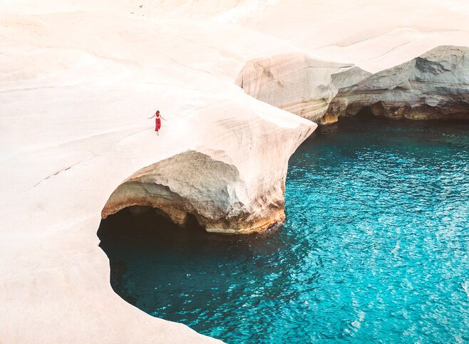 Incredible Sarakiniko beach, a trip to the moon in Milos island