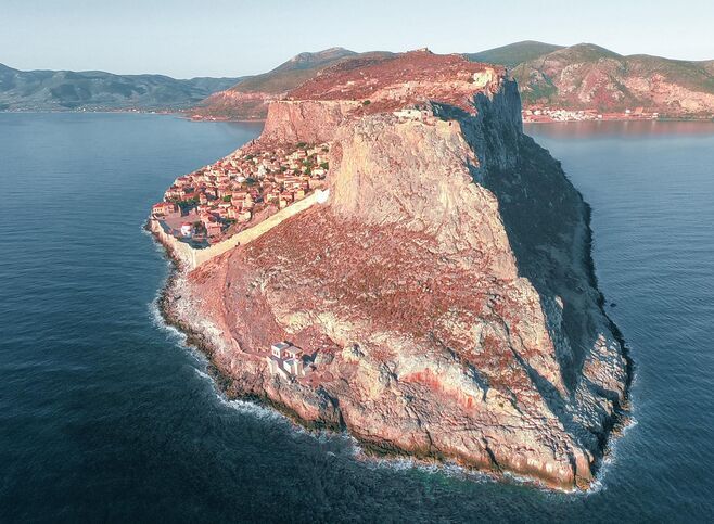 Monemvasia means “one entrance” and in fact the only access to this castle is via a causeway