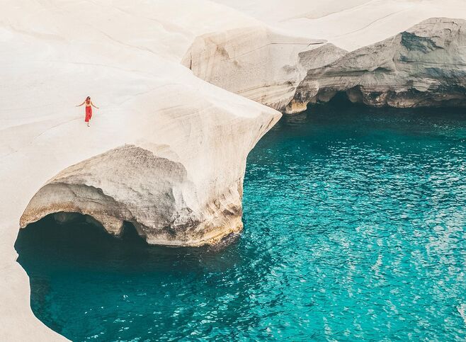 Incredible Sarakiniko beach, a trip to the moon in Milos island