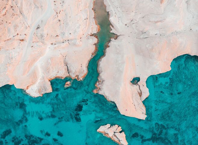 Landing on the lunar landscape of Sarakiniko beach