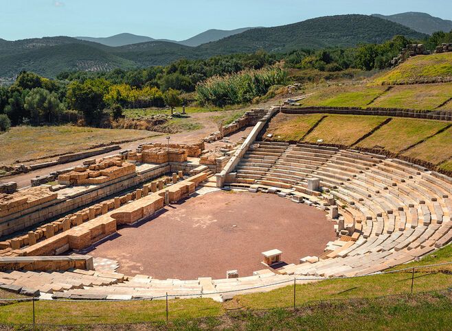 The first monument as you enter is the theatre, built in 3-2BC and regarded as one of the greatest examples of its kind