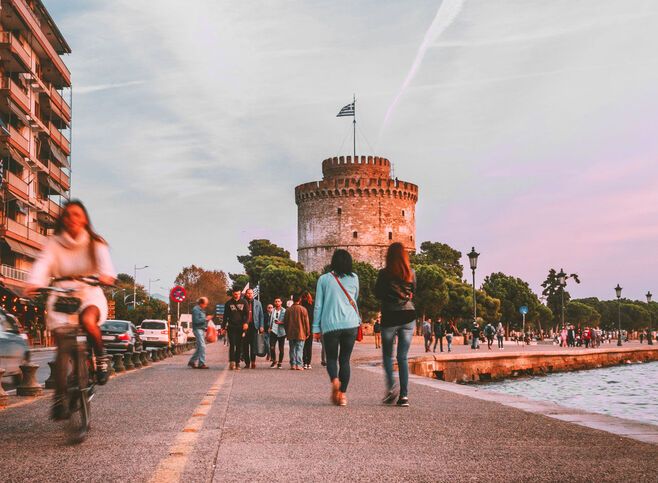 The itinerary starts at the iconic White Tower and ends at the castles of the Upper Town