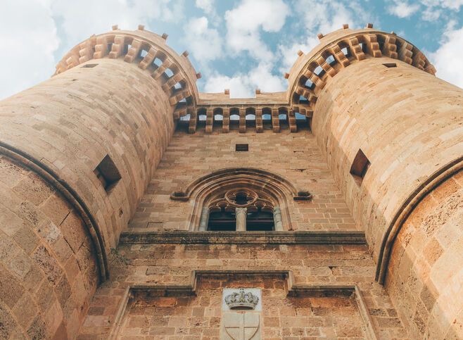 View of the medieval castle in Rhodes