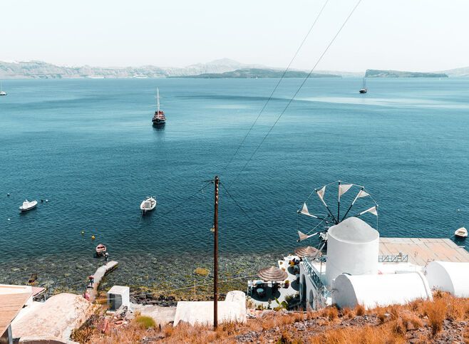 View of Santorini island from Thirassia