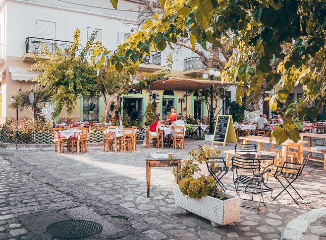 View of traditional tavern in Pythagoreio