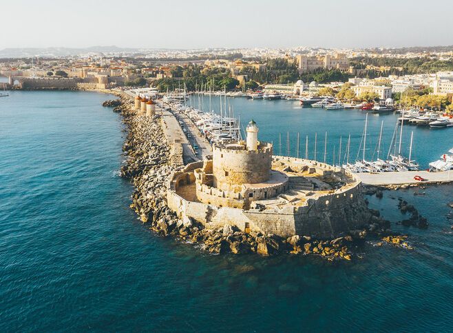 View of Rhodes town from the port