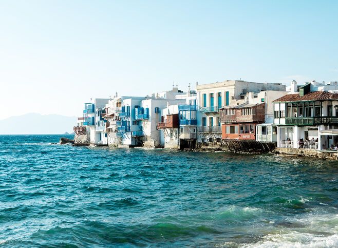 View of instagrammable Little Venice in Mykonos