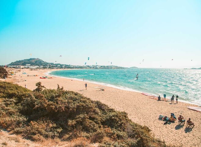 Mikri Vigla is one of Naxos’ standout beaches where you’ll find many water sport options 