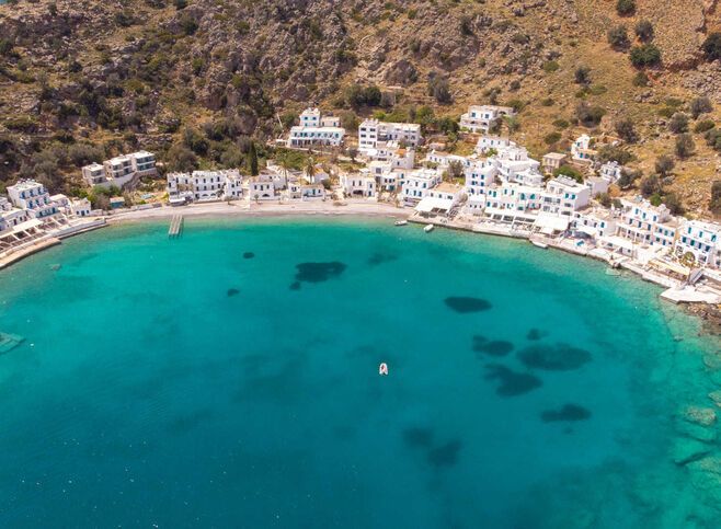 Aerial view of Loutro in South Chania