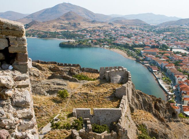 The view of Lemnos town from the Castle of Myrina