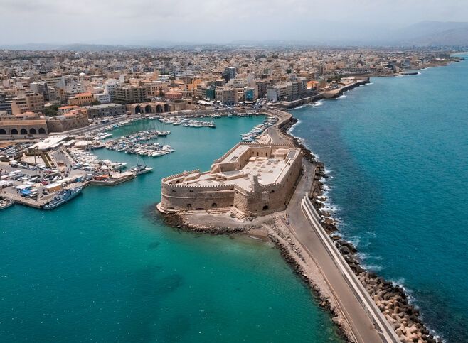 Heraklion city in Crete is a mix of ancient, Venetian, Ottoman and modern architecture 
