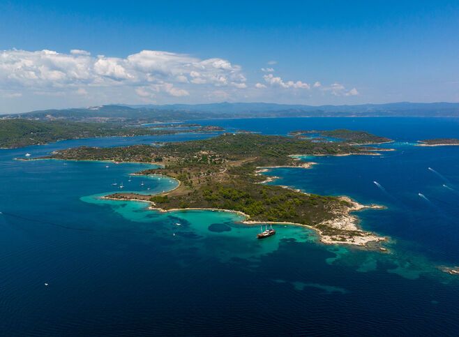 Aerial View of Ammouliani in Halkidiki