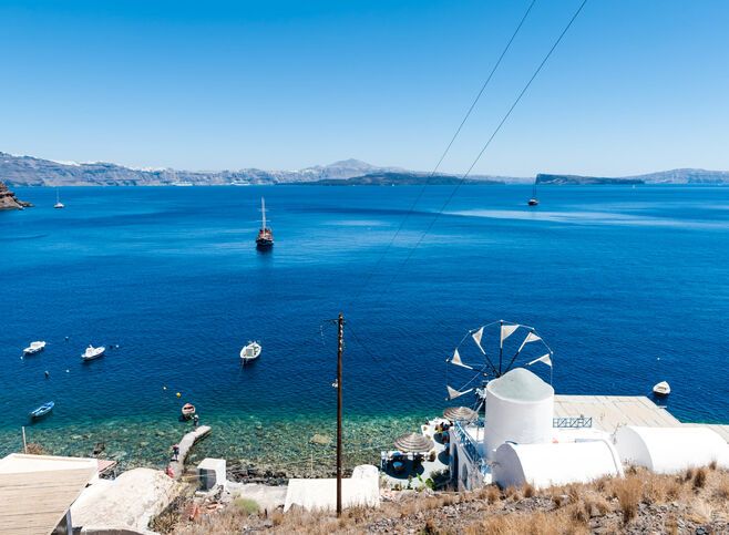 Thirasia - View of Santorini island from Thirasia - Greece