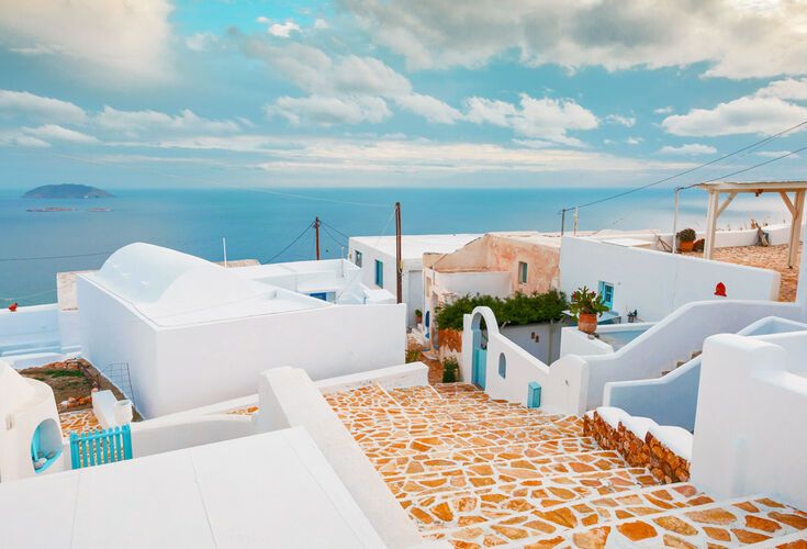 Street in Chora on Anafi island