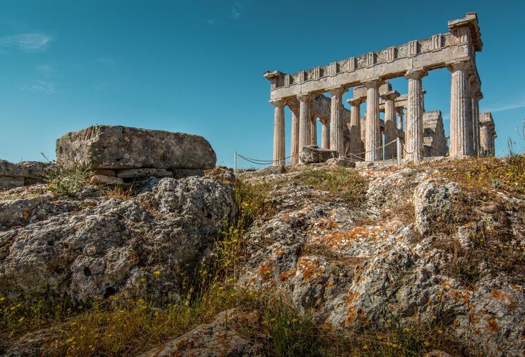 The temple of Aphaia is located on the eastern side of the island on a peak some 160 meters high