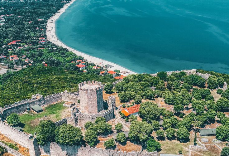 Aerial view of the castle of Platamon, close to Katerini