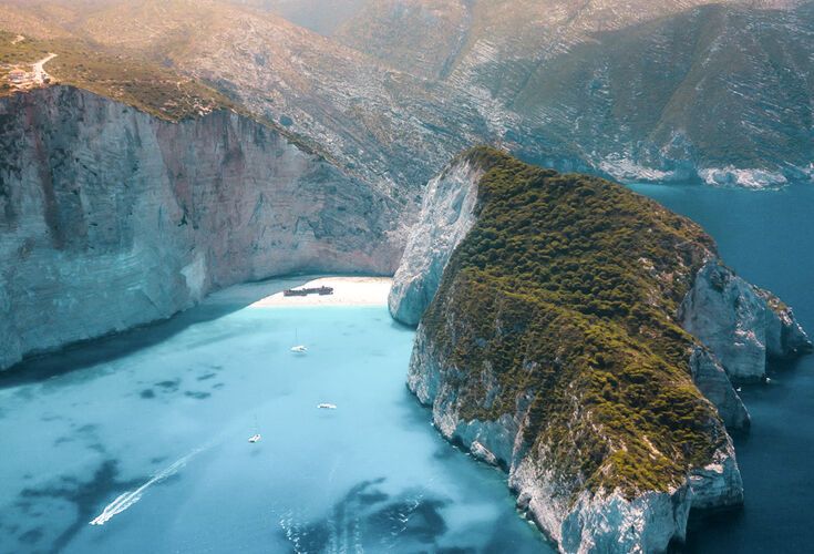 Navagio beach from above