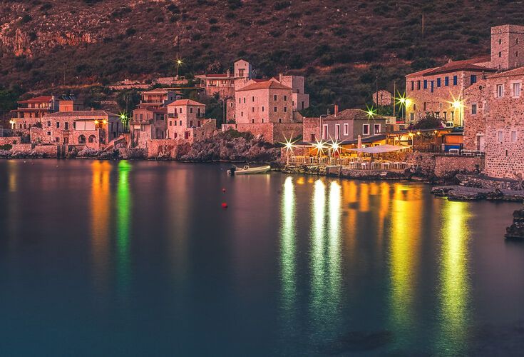 South of Areopolis, you’ll come to the indescribably lovely, much photographed little fishing port of Limeni