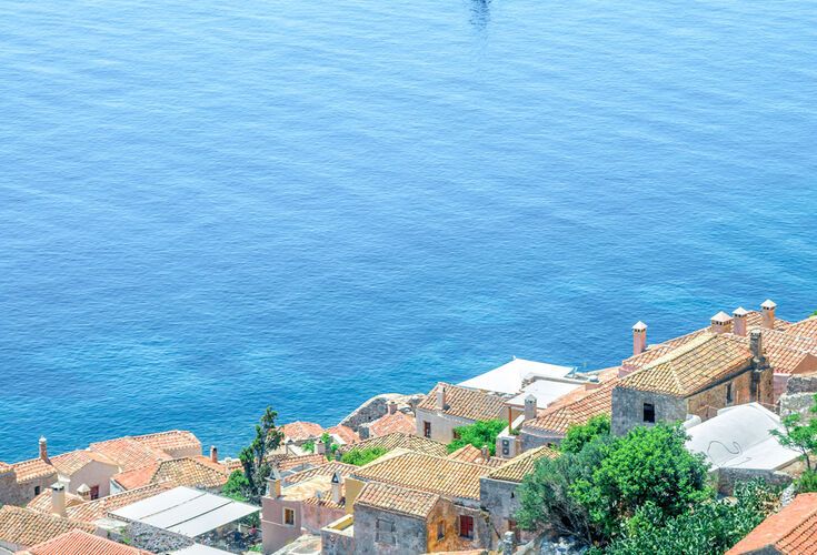 Stone houses with sea view in Monemvasia