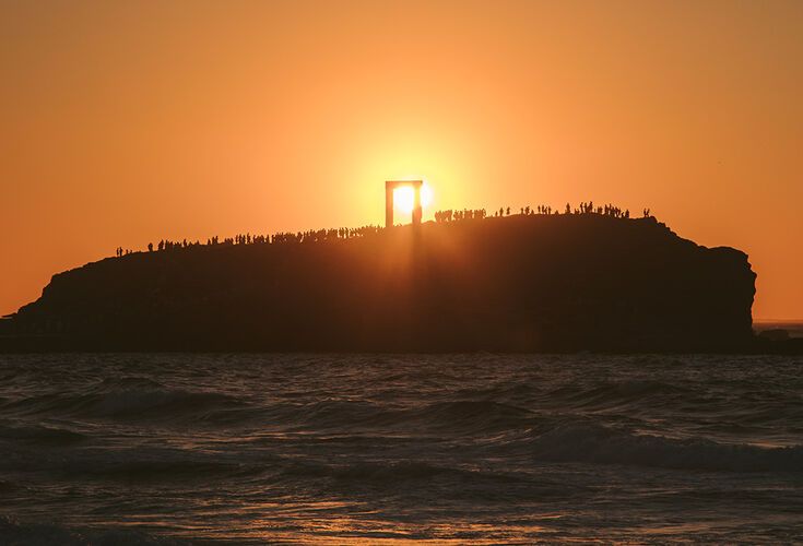 Sunset view of the Ancient Portara, Naxos