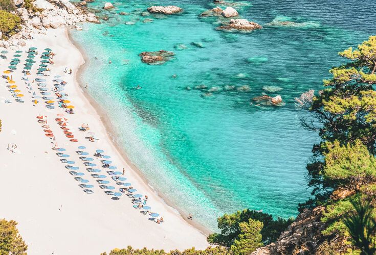 The award-winning sandy crescent of Apella is the most beautiful beach on Karpathos