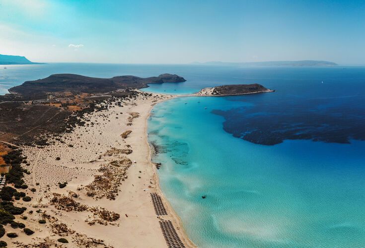 The exotic beach of Simos, one of the most beautiful beaches in the Mediterranean