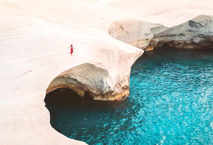 Incredible Sarakiniko beach, a trip to the moon in Milos island