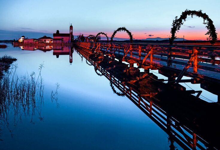 The footbridge that connects St. Nicholas monastery with the mainland of Thrace region