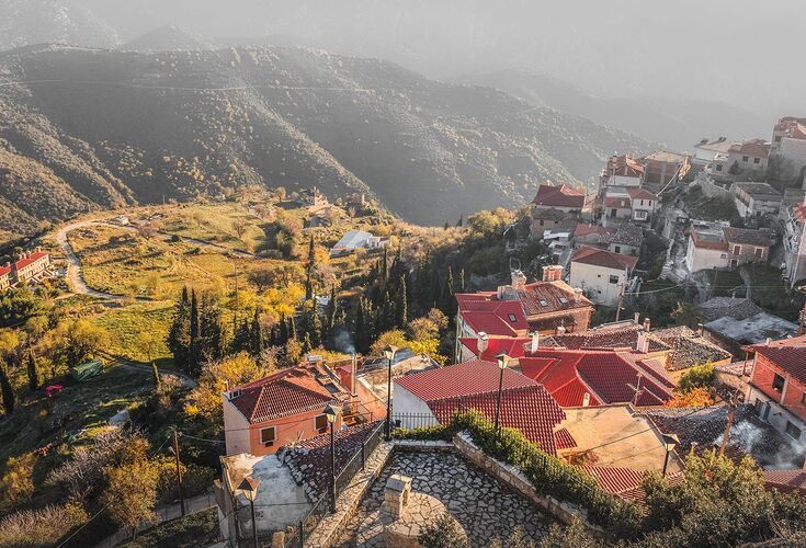 Arahova-village-from-above-during-spirng