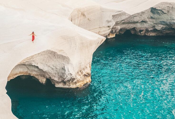 Incredible Sarakiniko beach, a trip to the moon in Milos island