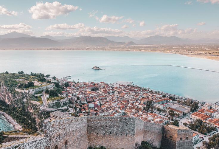 Far beyond the architecture, and the sheer size of the castle-like fortification, what you’ll remember most are the panoramic views of Nafplio and the gulf beyond