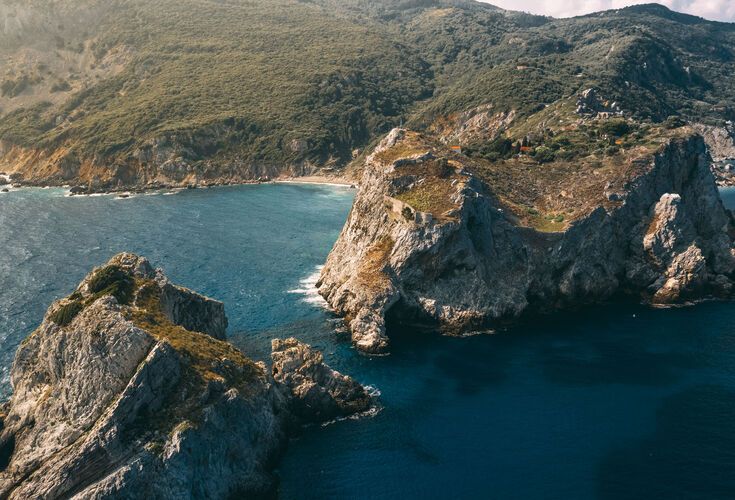 Kastro in Skiathos. The view of the peninsula is breathtaking