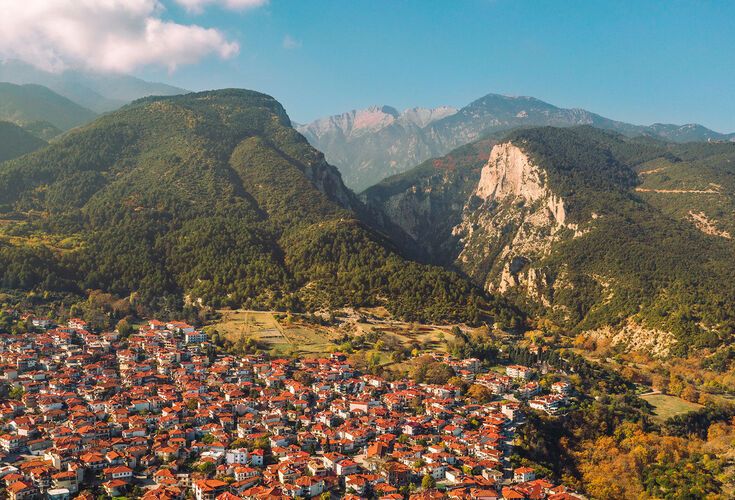 Aerial view of Litochoro village