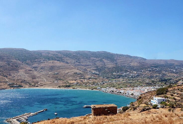 Panoramic view of coastal village Korthi