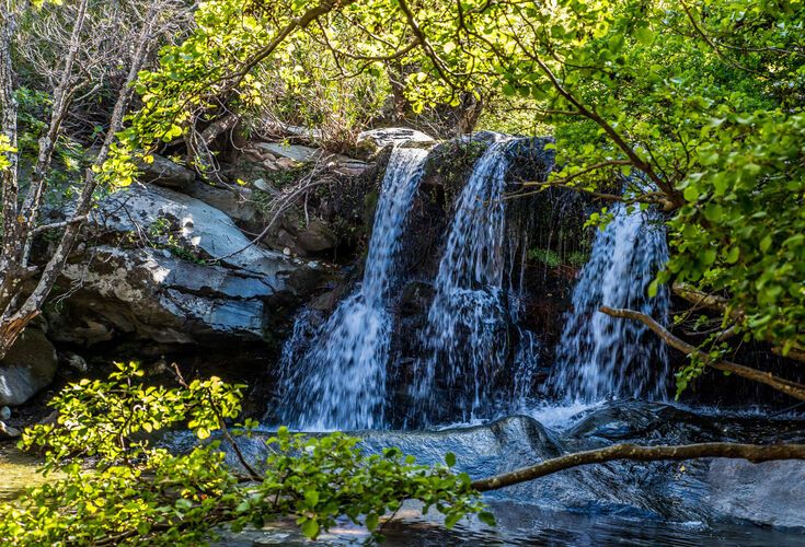 Waterfalls of Pythara in Andros island