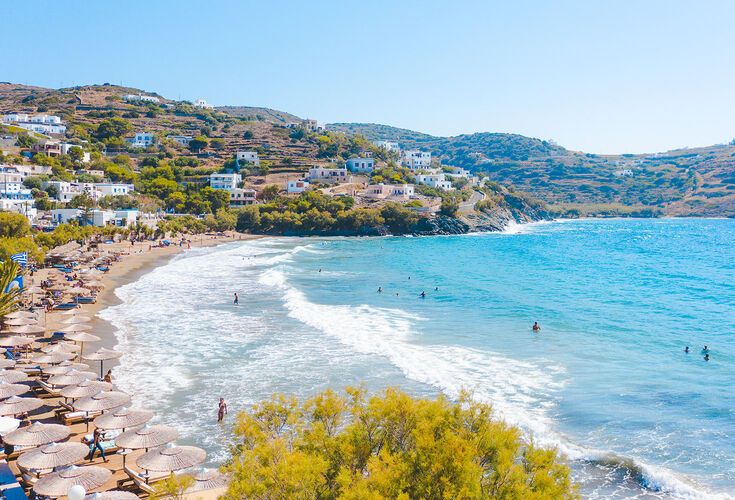 View of Kini and its charming beach 