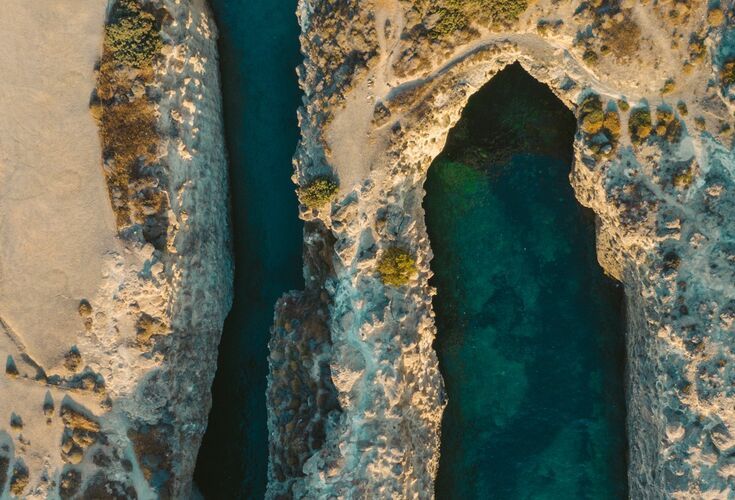 View of Papafragas caves