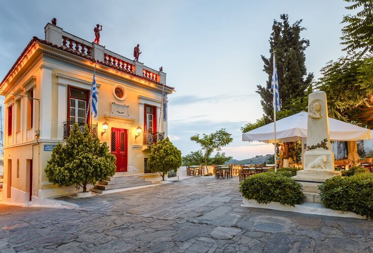 Square in Ioulida village on Kea island in Greece