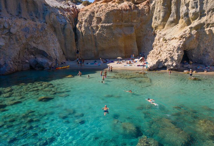 Tsigrado, one of the most dazzling beaches in Milos