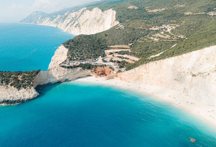 Porto Katsiki combines a dramatic cliff-side setting with a bird’s eye view of the beach and sea