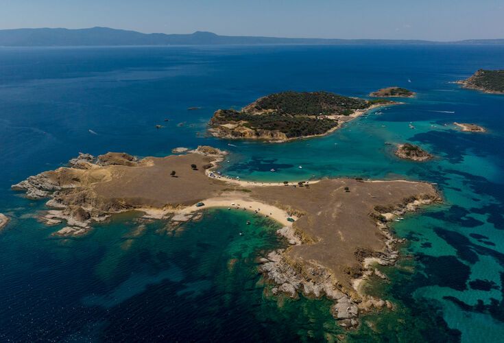 Aerial view of Diaporos island