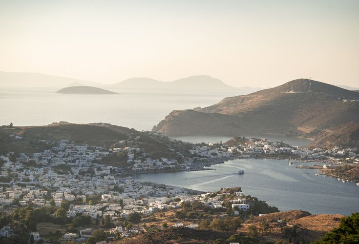 The lively port-town of Skala