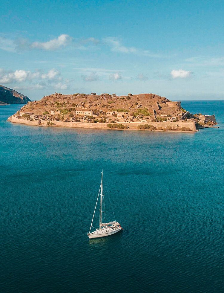 Aerial view of Spinalonga in Crete