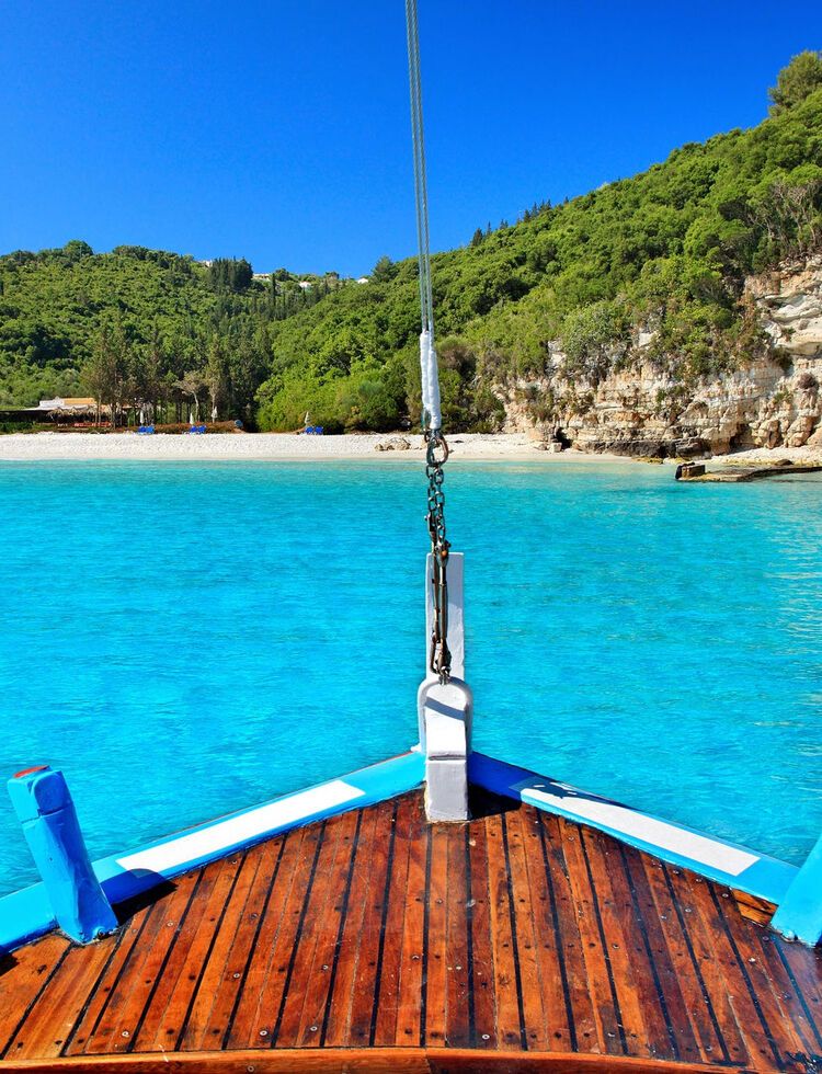 Approaching the exotic Voutoumi beach, Antipaxos island