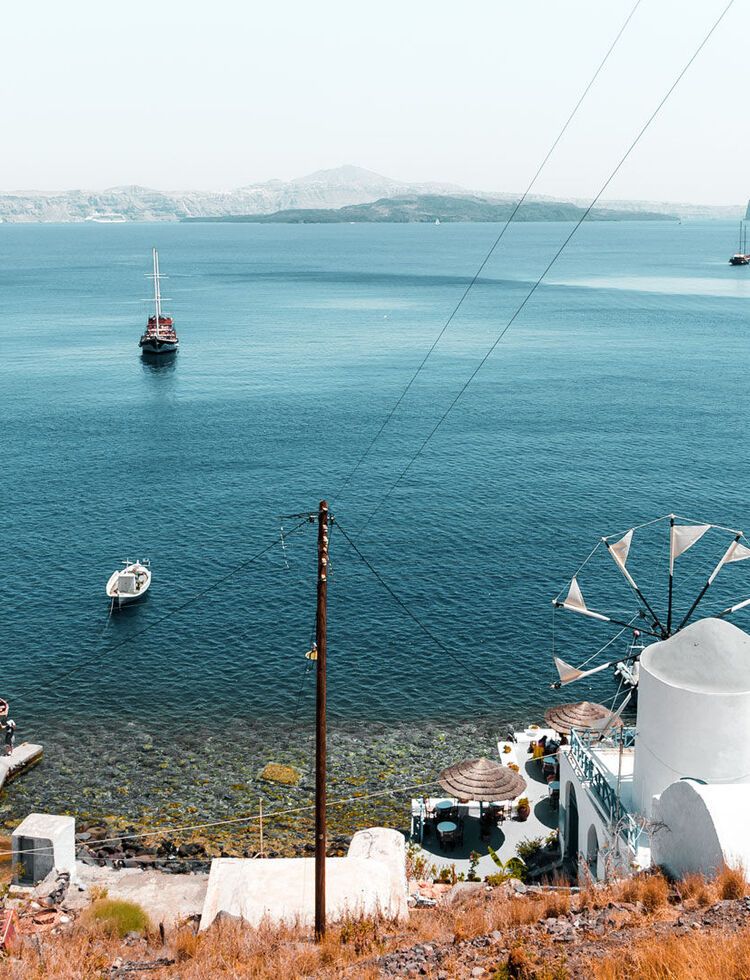 View of Santorini island from Thirassia