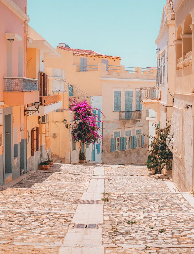 The neoclassical architecture and the multi-coloured mansion houses of Ermoupolis town