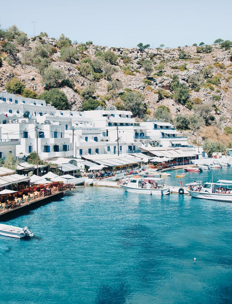 The Greek village of Loutro in Crete, Greece