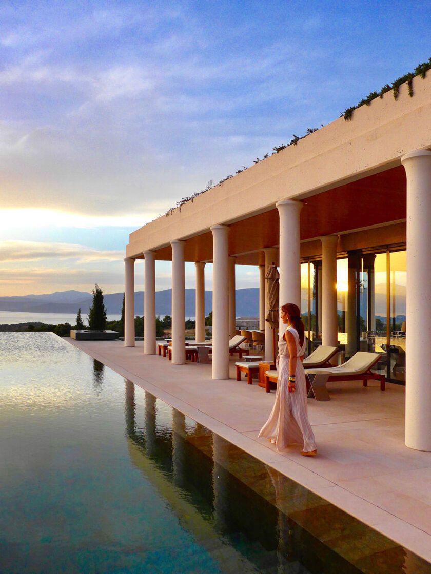 As the night falls at Amanzoe Villa 20 